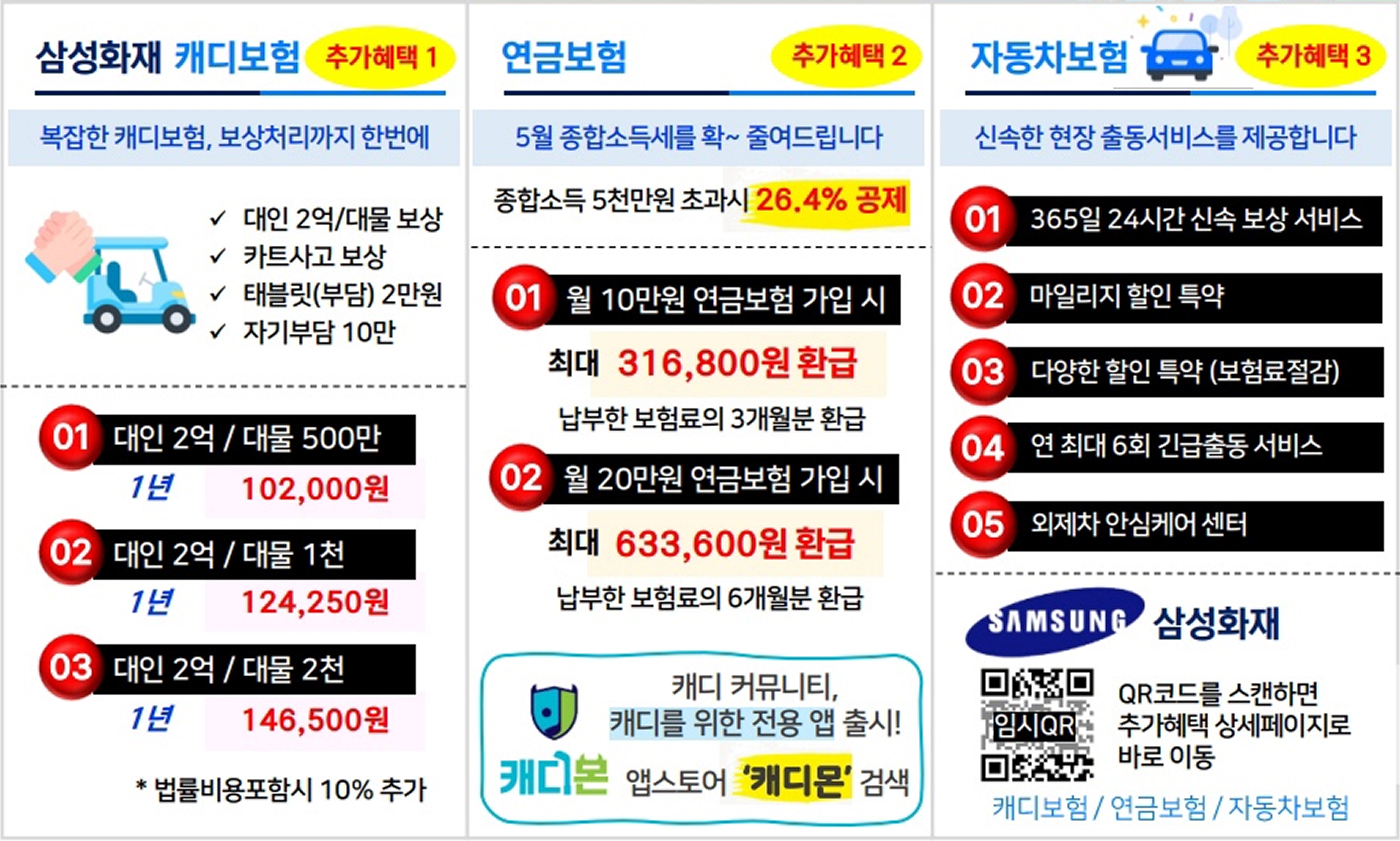 삼성화재 캐디보험 전단 내용